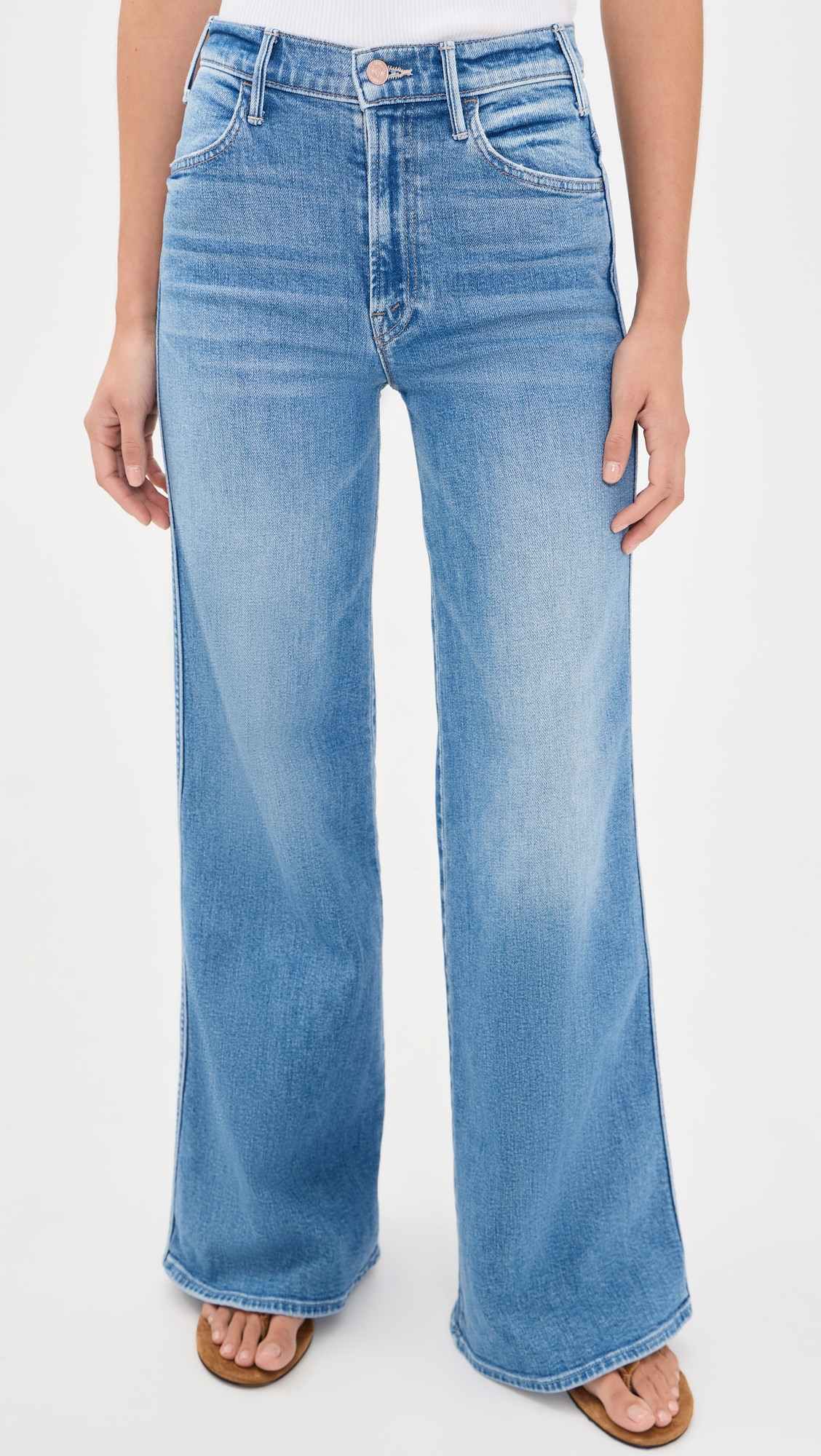 MOTHER Hustler Roller Double Sneak Jeans Saddle Up 33 | Shopbop