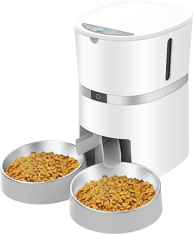 Automatic Cat Feeder, WellToBe Pet Feeder Food Dispenser for Cat & Small Dog with Two-Way Splitte... | Amazon (US)