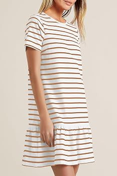 MITILLY Women's Casual Summer T Shirt Dress 2026 Striped Loose Short Sleeve Tunic Dress with Pock... | Amazon (US)