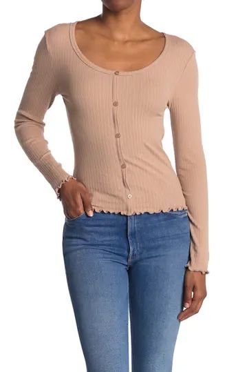 Button Front Pointelle Knit Top | Nordstrom Rack