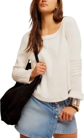 Free People Cable Stitch Sleeve Sweater | Nordstrom | Nordstrom