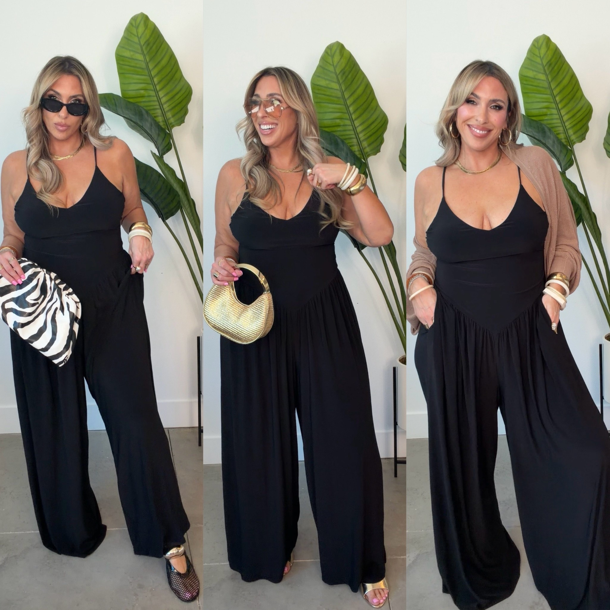 Incredible soft flowy flattering v waist jumpsuit. Adjustable straps. I wore the sticky cakes. Size L (size down super stretchy)  could have done a med

arm shrug XL

sunglasses miu miu (linked amazon version)

zara gold bag (can’t link here) The code is 6254/710/254

@Express 

#LTKMidsize #LTKTall #LTKOver40
