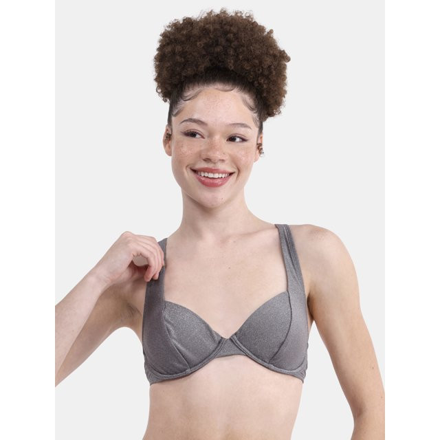 No Boundaries Women's Lurex Thread Underwire Swim Top, Sizes XXS - XXL - Walmart.com | Walmart (US)
