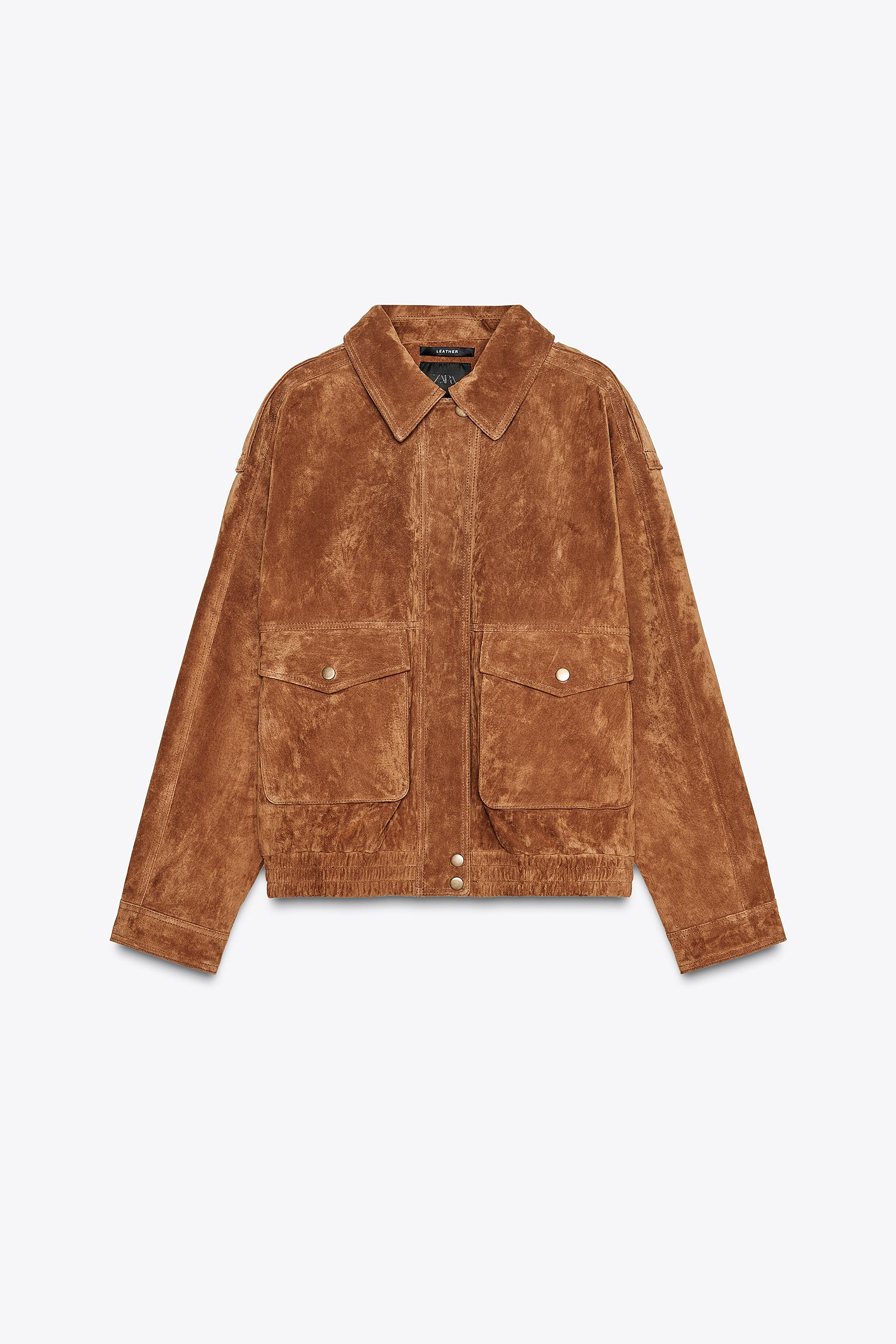 100% SUEDE LEATHER BOMBER JACKET WITH POCKETS | Zara UK