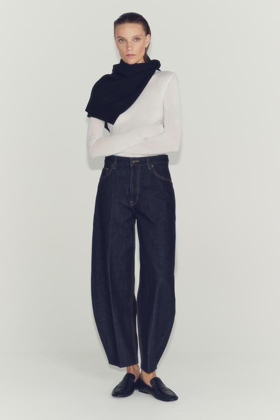 Zara - Zw Collection High-Rise Tapered Jeans - Blue - 26 (Us 2) - Woman | Zara US