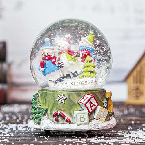 Christmas Snow Globes Glitter Water Globe Musical We Wish You a Merry Christmas 100 MM Snowman Snow Globe Decoration - Cute Snowman Snow Globe for Xmas Gift, Style c | Amazon (US)