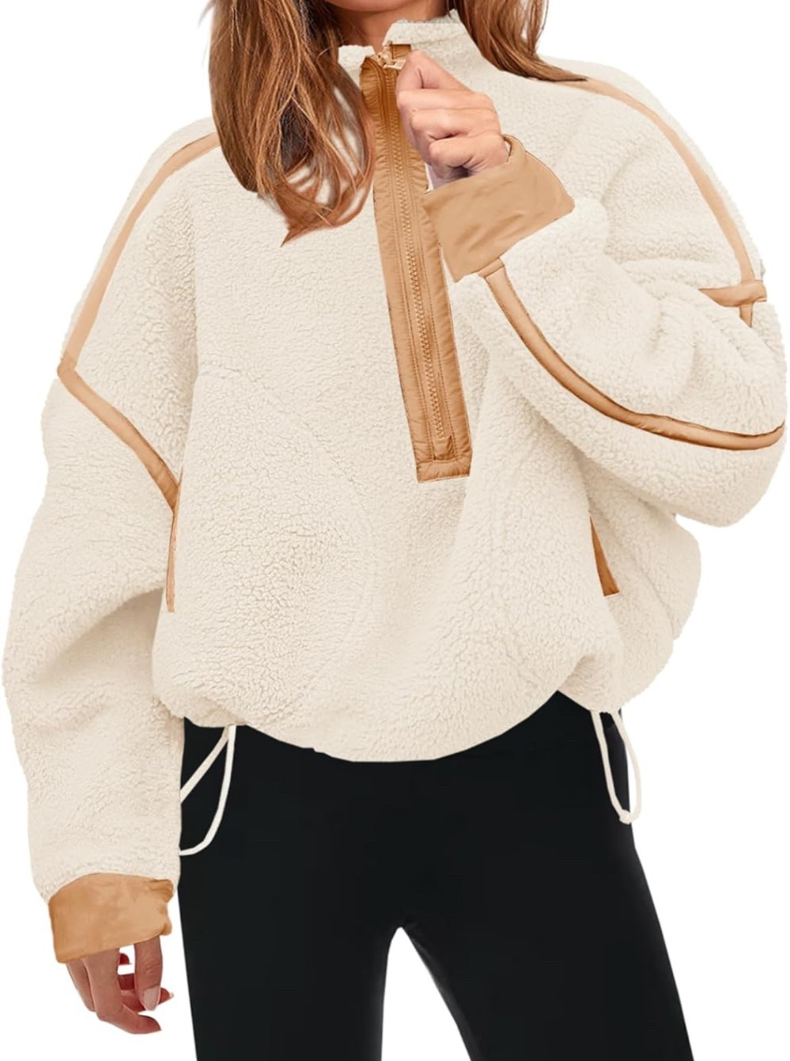 Viral sherpa half zip that keeps selling out. The contrast trim makes it look elevated, not sloppy, and the fit is perfectly oversized. Soft, warm, easy to throw on with leggings or denim.

50+ bought this month and I get why. Linking my exact one before it’s gone again.

#LTKOver40 #LTKSeasonal #LTKootd