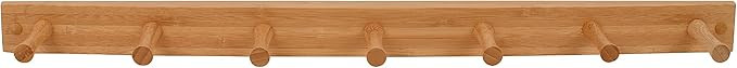 Spectrum Wall Mount 7-Peg Wood Rack (Bamboo) - Organizer for Bathroom, Kitchen, Laundry Room, Off... | Amazon (US)