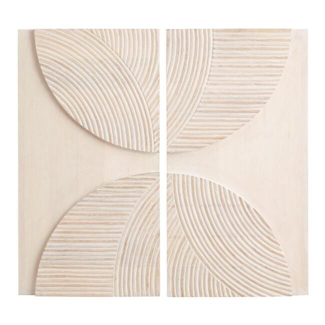 White Carved Wood Diptych Wall Decor 2 Piece | World Market