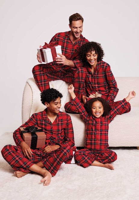 Kids Unisex Red Check Family Christmas Pyjama Set | Peacocks