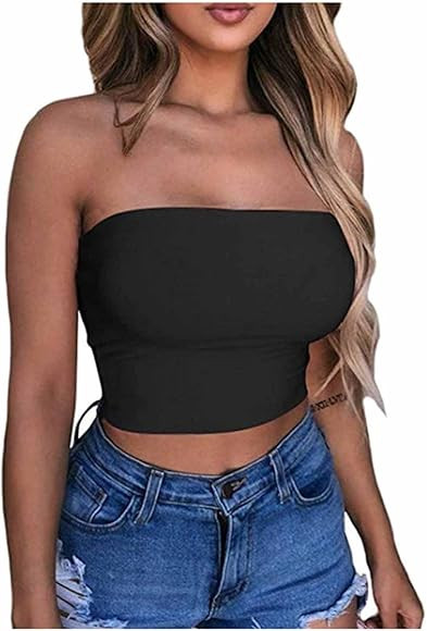 KOG Bandeau Top Damen Crop Tops Sexy Tube Top Frauen Sommer Schulterfreies Oberteil Y2k Aesthetic... | Amazon (DE)