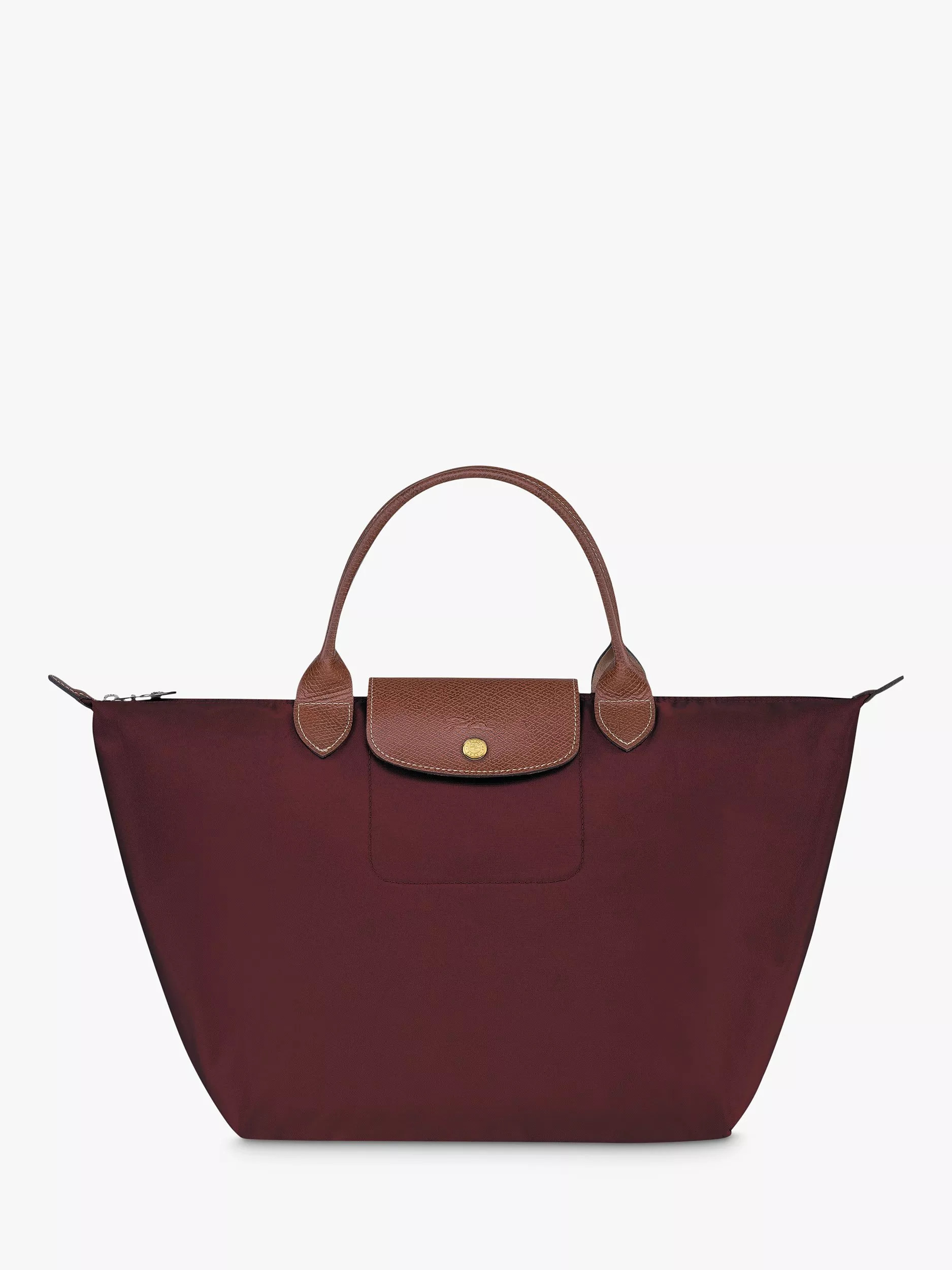 LongchampLe Pliage Original Medium Top Handle Bag, Burgundy | John Lewis (UK)