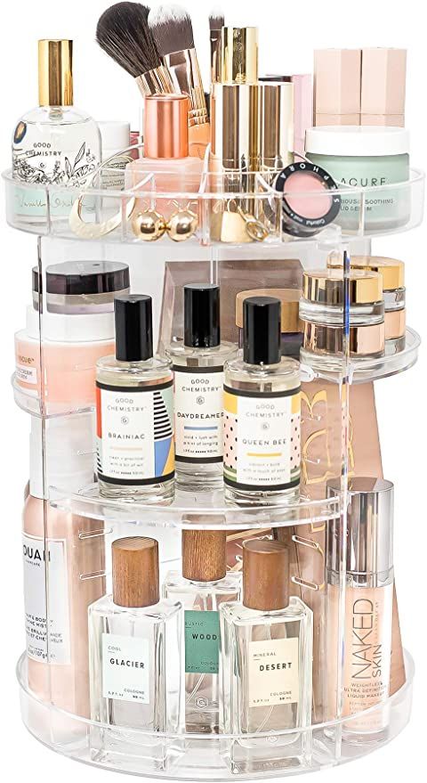Rotating Makeup Organizer by Tranquil Abode | 360 Spinning Storage Display Case | Clear Acrylic V... | Amazon (US)