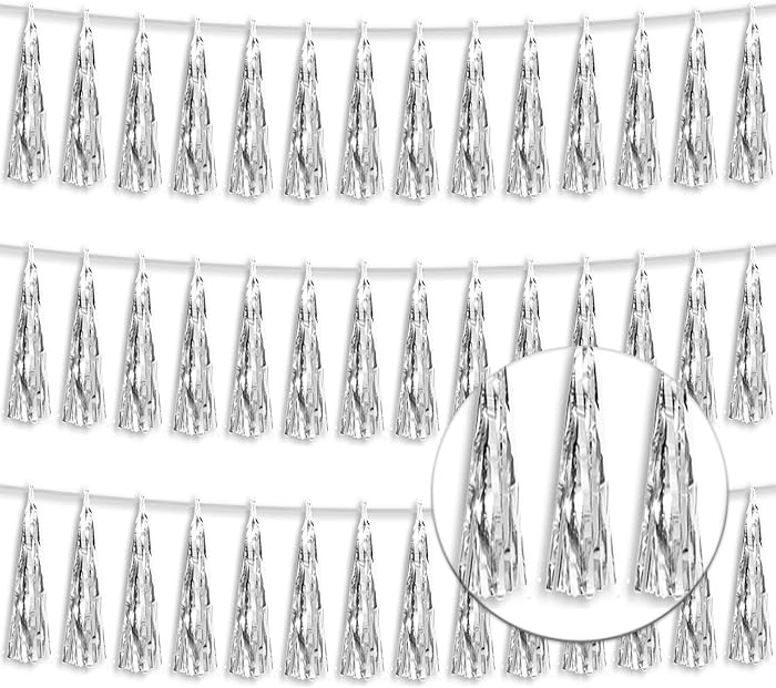 3P Metallic Fringe Tassel Banner Garland Foil Tinsel Streamer Wall Hanging Curtain Backdrop Banne... | Amazon (US)