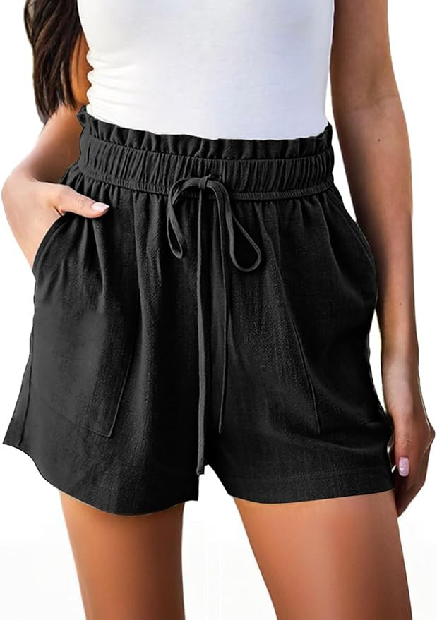 Linen Beach Vacation Shorts for Women Novelty Casual Summer Outfits High Waisted Lounge Comfy Res... | Amazon (US)