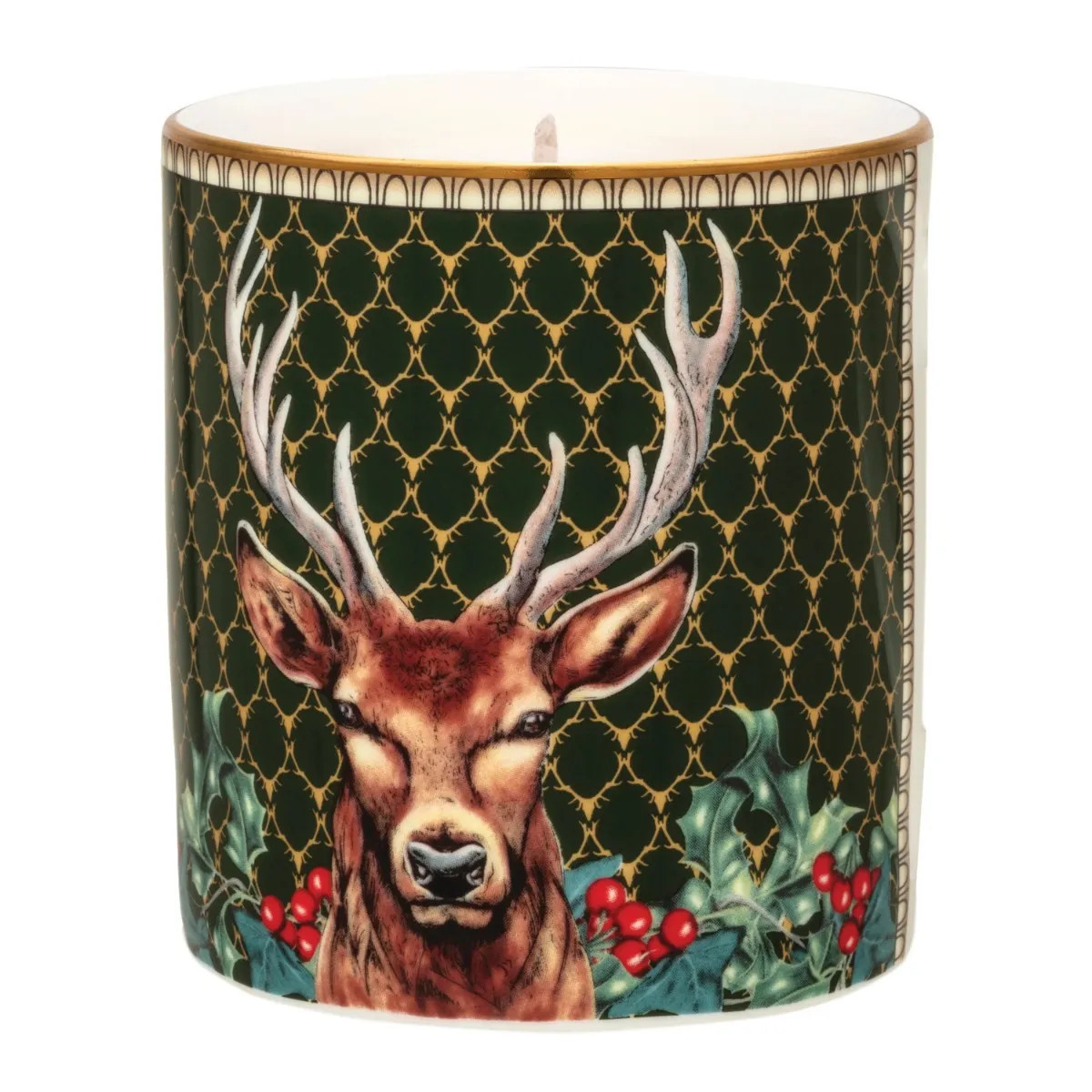 Halcyon Days Antler Trellis Green Stag Unlidded Candle | Fortnum & Mason