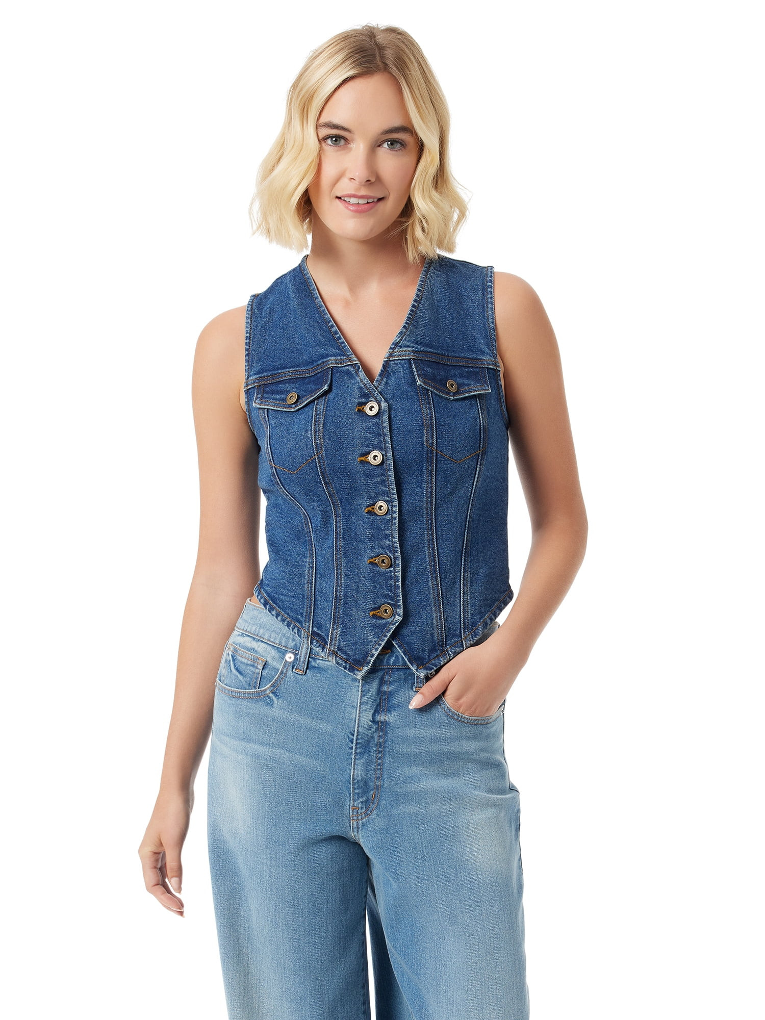 Jessica Simpson Women's and Women's Plus Denim Vest, Sizes XS-5X | Walmart (US)