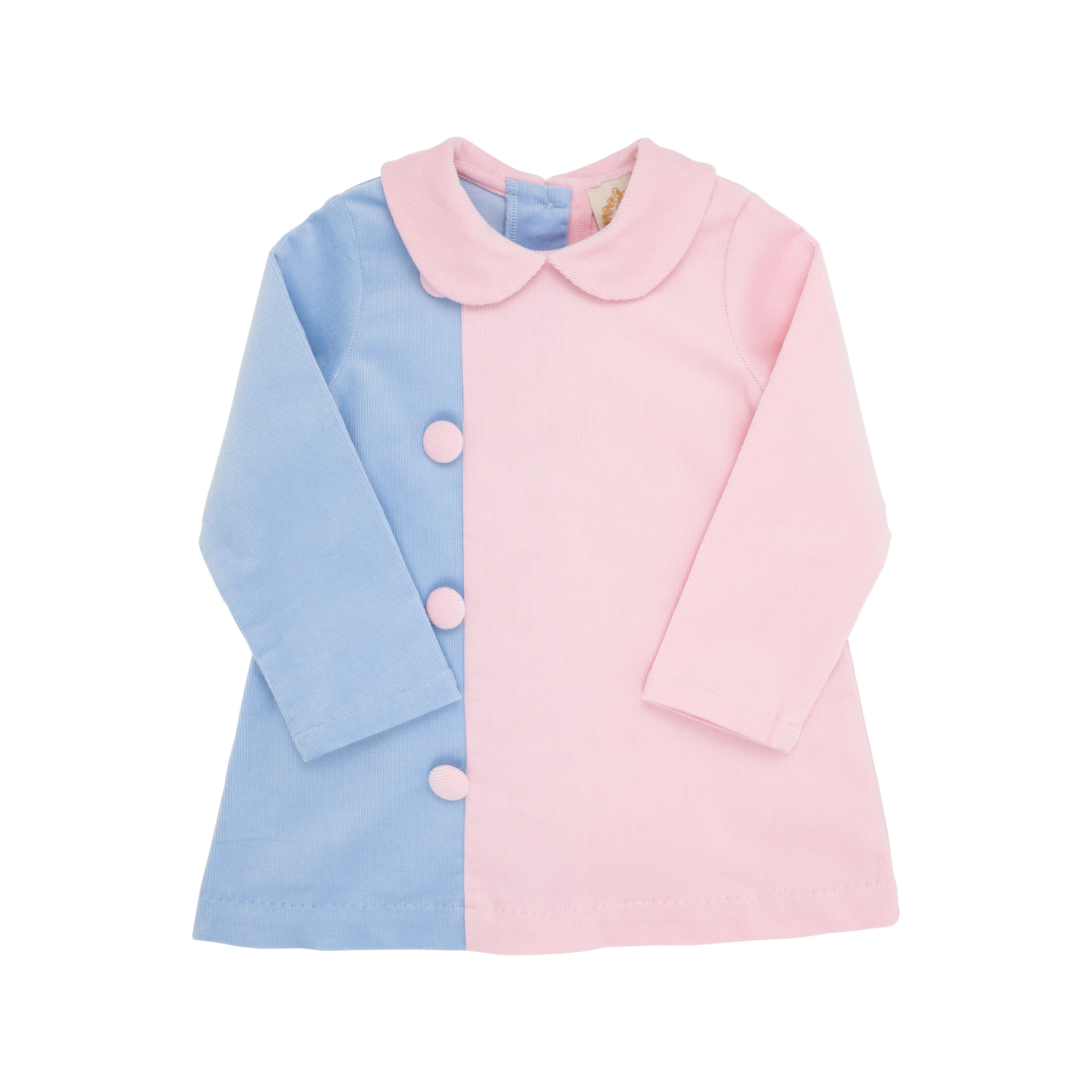 Blaire Button Dress (Corduroy) - Beale Street Blue & Palm Beach Pink | The Beaufort Bonnet Company