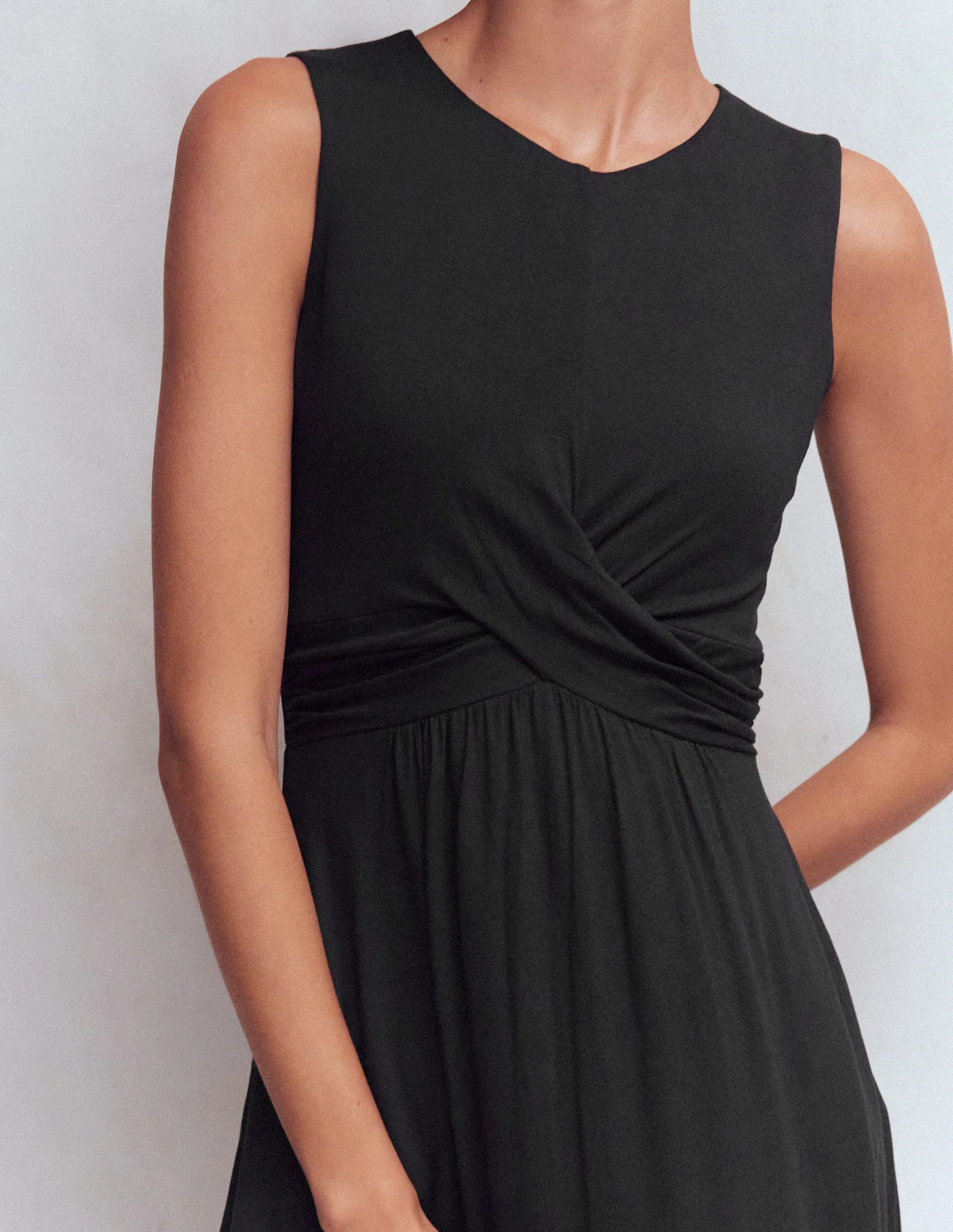 Zara Cross Waist Jersey Dress-Black | Boden (US)