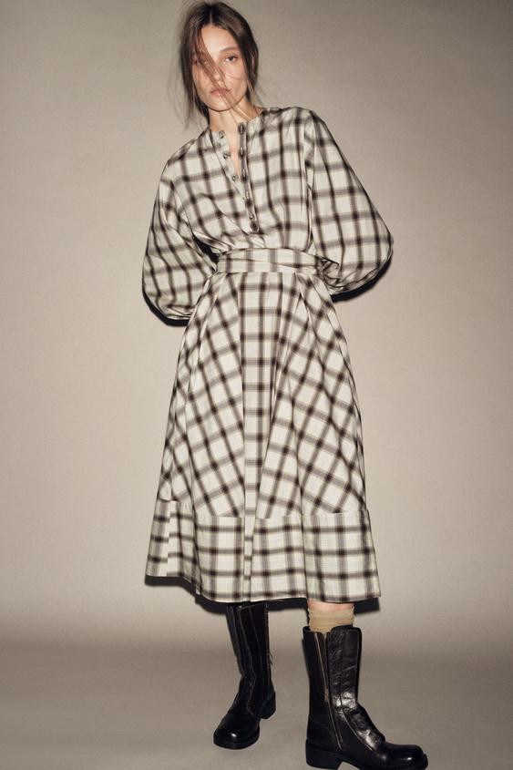ZW COLLECTION PLAID SHIRT DRESS | Zara US