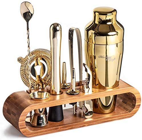 Mixology Bartender Kit: 10-Piece Gold Bar Set Cocktail Shaker Set with Stylish Bamboo Stand | Per... | Amazon (CA)