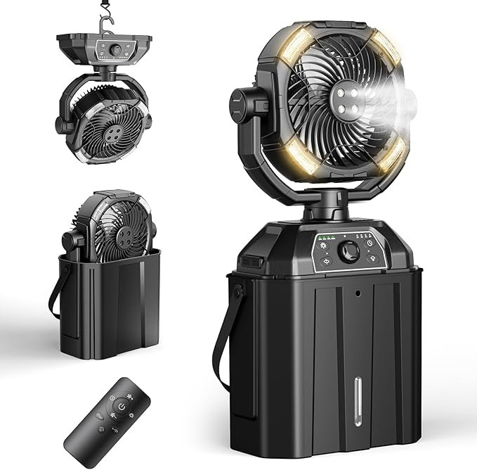 Portable Misting Fan Rechargeable for Hot Weather - 9-inch Auto Swivel Camping Fan with 25000mAh ... | Amazon (US)