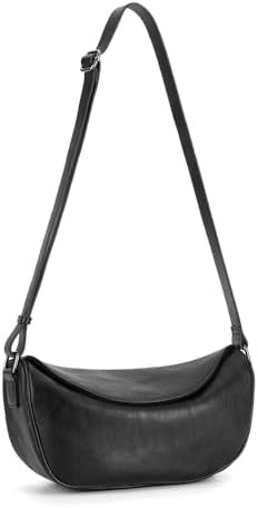 Leather Crossbody Bag Purse for Women Men Crescent Shoulder Bag Medium Cross Body Dumpling Bag Ha... | Amazon (US)