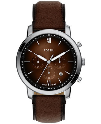 Men's Neutra Chronograph Brown Leather Watch, 44mm | Macy's