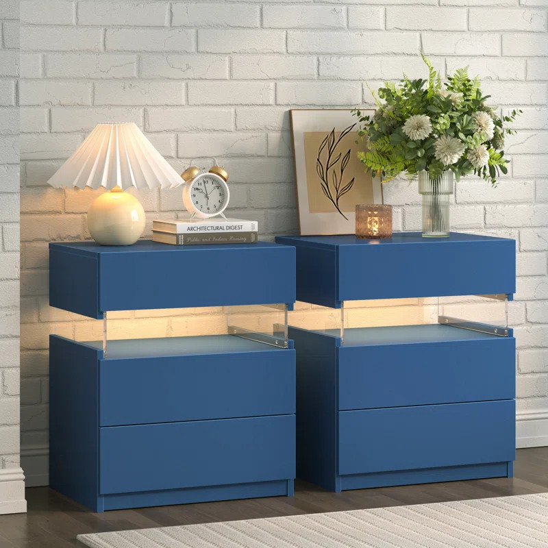 Nightstands set of 2 LED Night Stand (Set of 2) | Wayfair North America