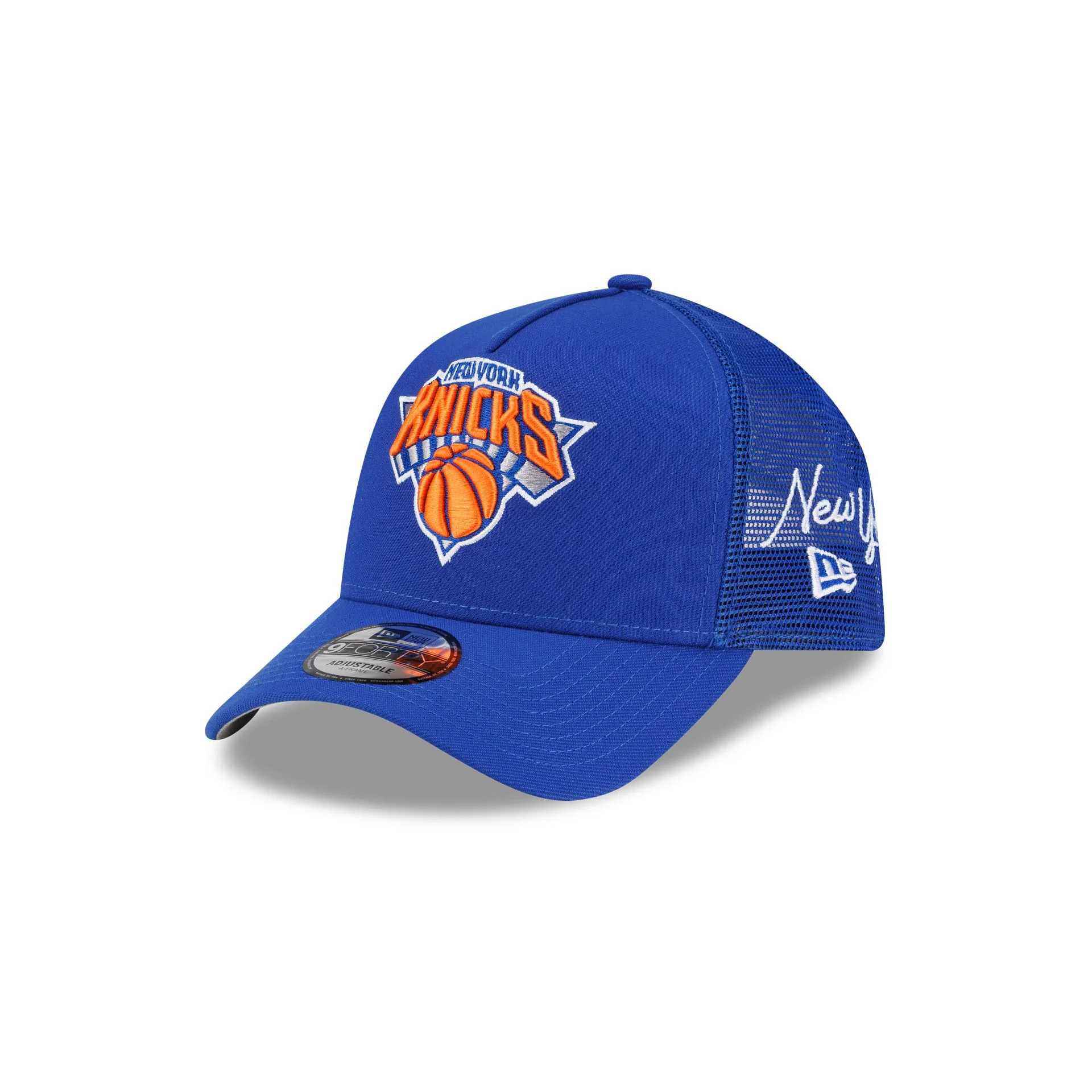 New York Knicks Side Script 9FORTY A-Frame Trucker Hat | New Era (US)