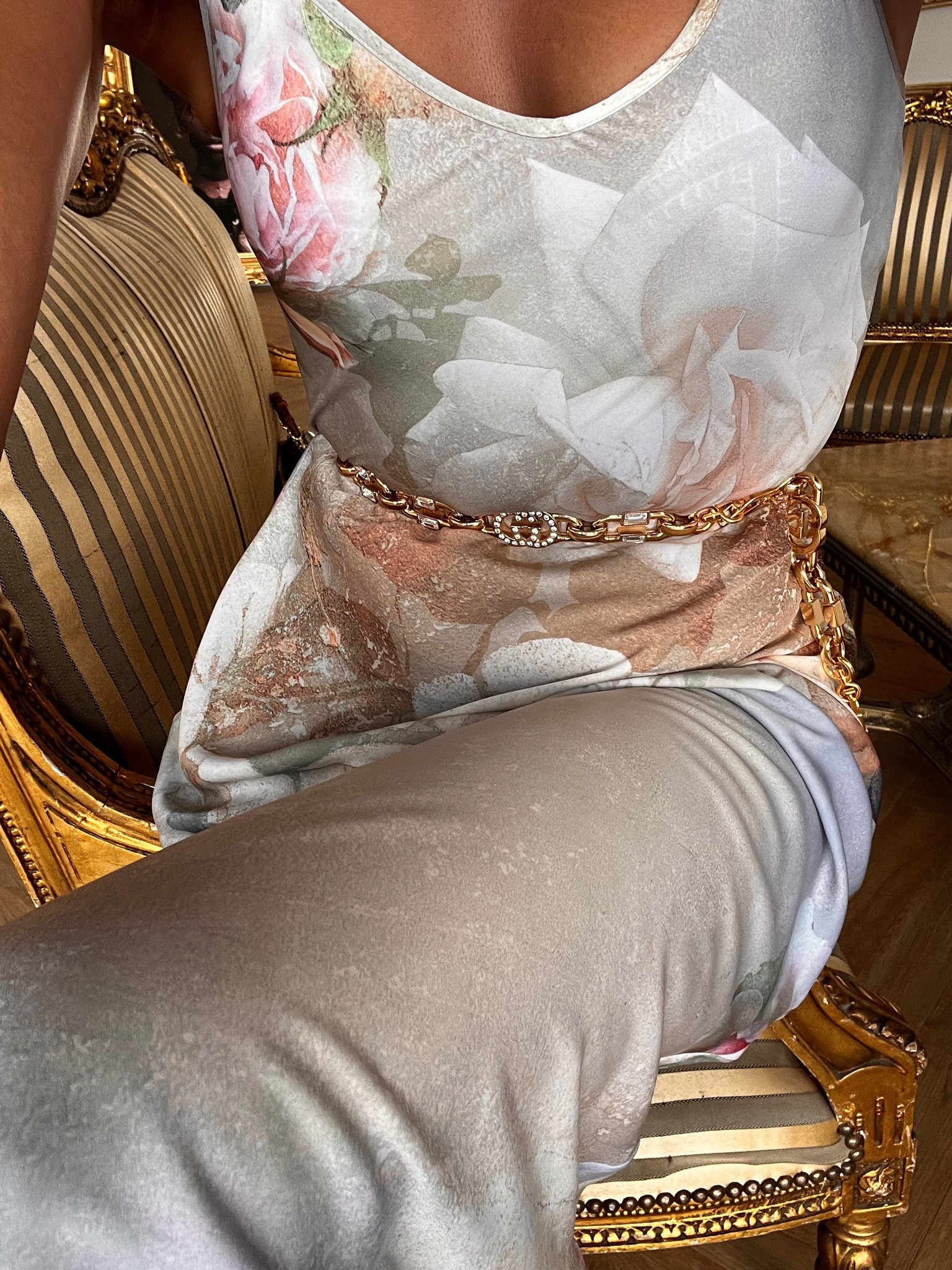 Slip dress, satin dress, pattern dress, rose patterned dress, patterned dress, floral dress, maxi dress, gold chain, gold belt, gold chain belt, chain belt, Rixo, Gucci, Reformation, All Saints, House of CB, Selfridges, Anthropologie 

#LTKeurope #LTKSeasonal #LTKstyletip