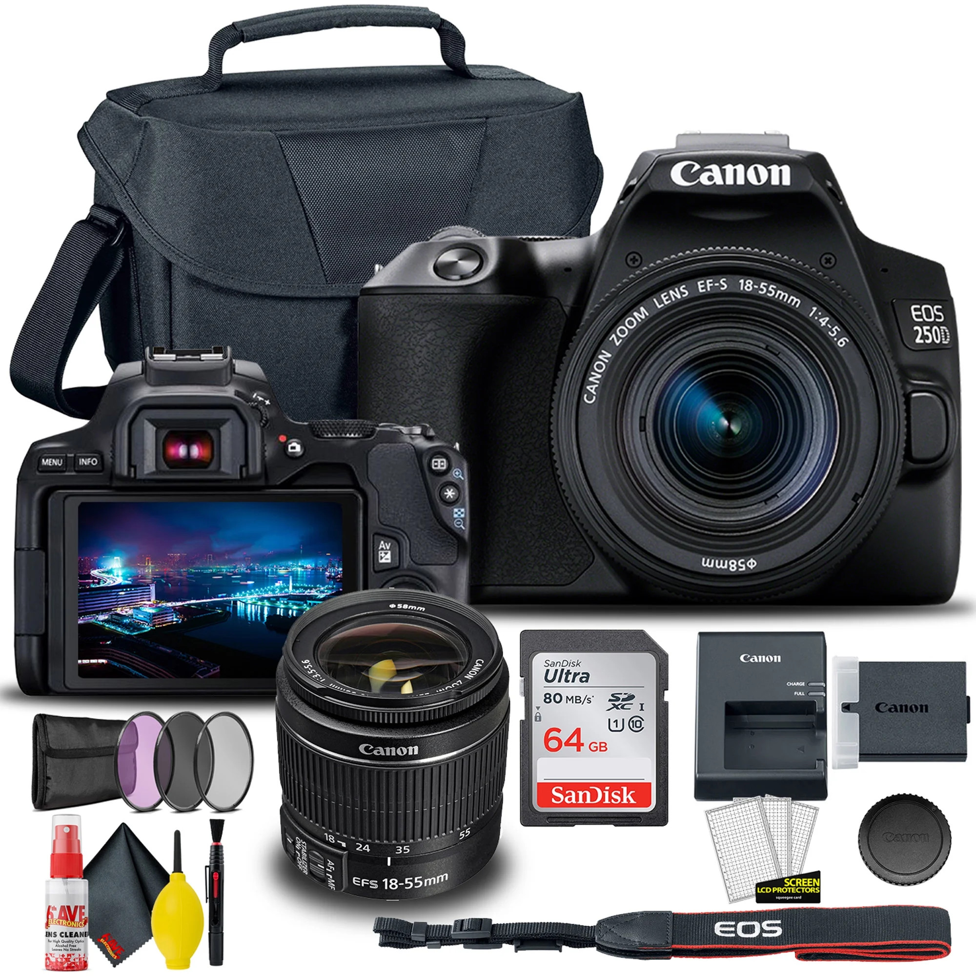 Restored Canon EOS 250D / Rebel SL3 DSLR Camera with 18-55mm Lens + Creative Filter Set, EOS Came... | Walmart (US)