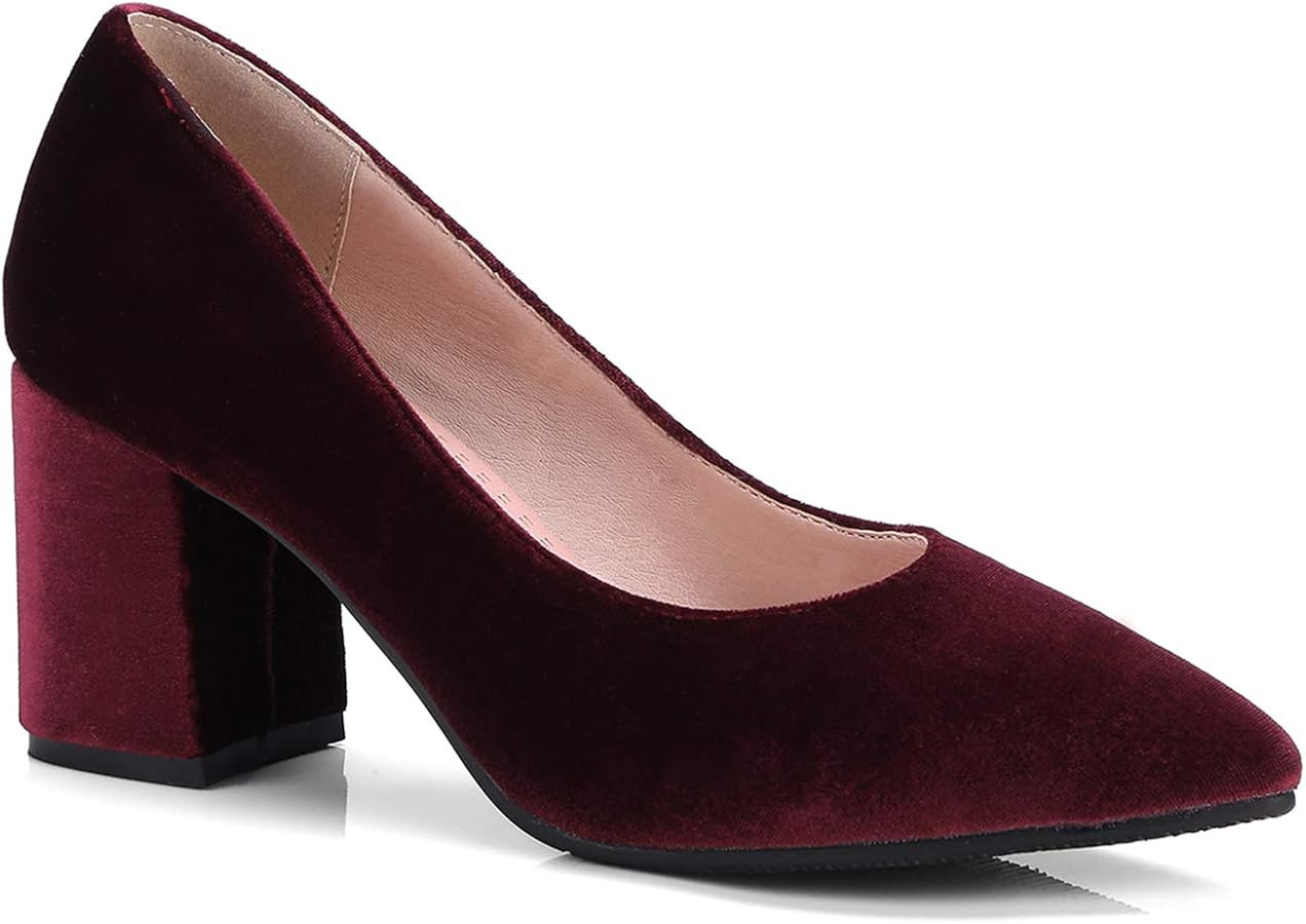 LEHOOR Women Chunky Heel Closed Pointed Toe Mary Jane Pumps Metal Buckle with Pearl Ankle Strap M... | Amazon (US)