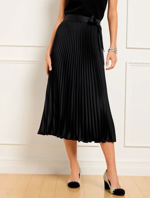 Pleated Satin Midi Skirt | Talbots