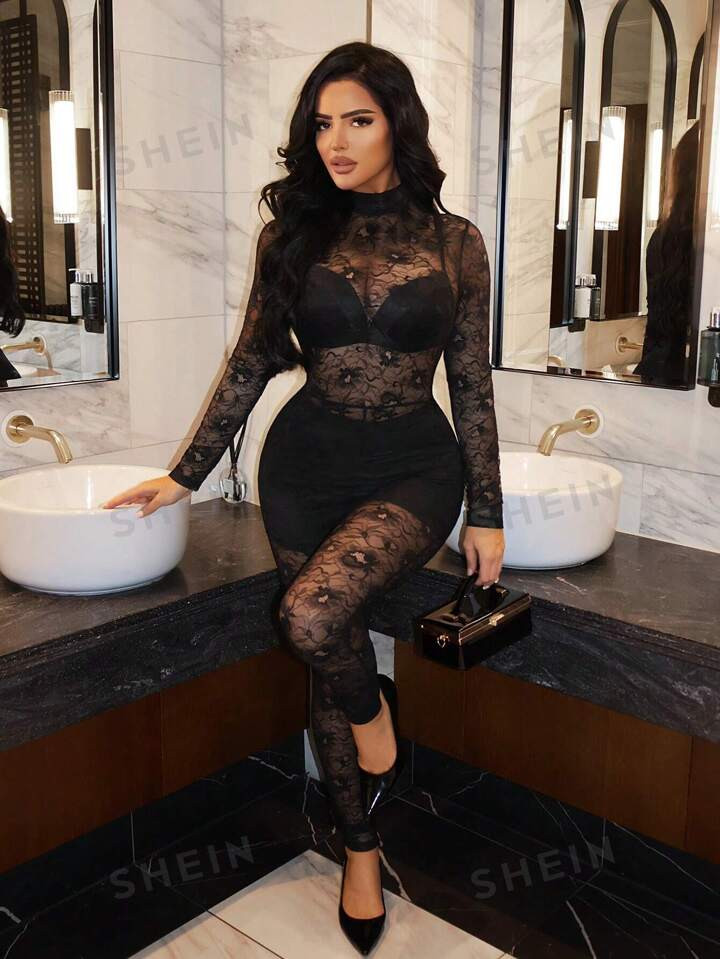 SHEIN SXY Sexy Clubwear Lace Bodysuit | SHEIN