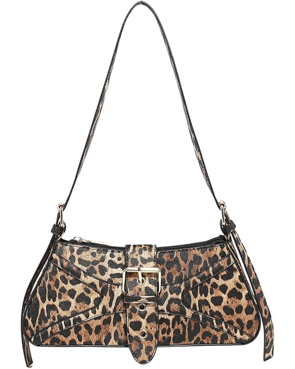 Verdusa Women's Leopard Print PU Leather Shoulder Bag Vintage Zipper Underarm Bags | Amazon (US)