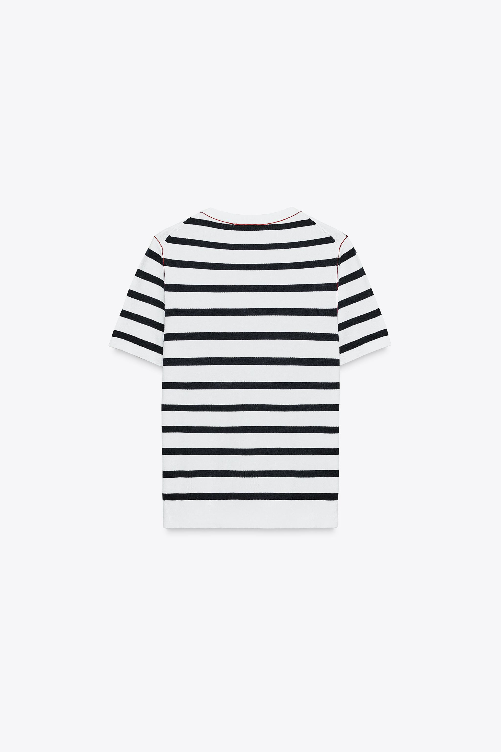 STRICKOBERTEIL MIT KURZEN ÄRMELN UND PASPELN | Zara DE