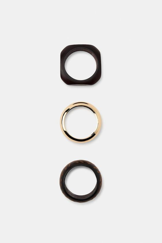 3-PACK OF METAL AND WOOD BRACELETS | Zara US