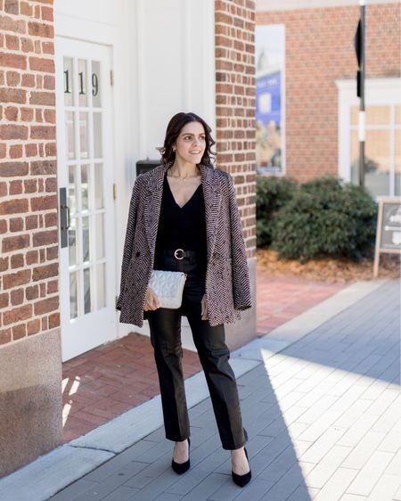 Past Holiday looks I love: linked up to date avail options to recreate | fish one blazer, black fitted sweater, black coated jean, black pump 