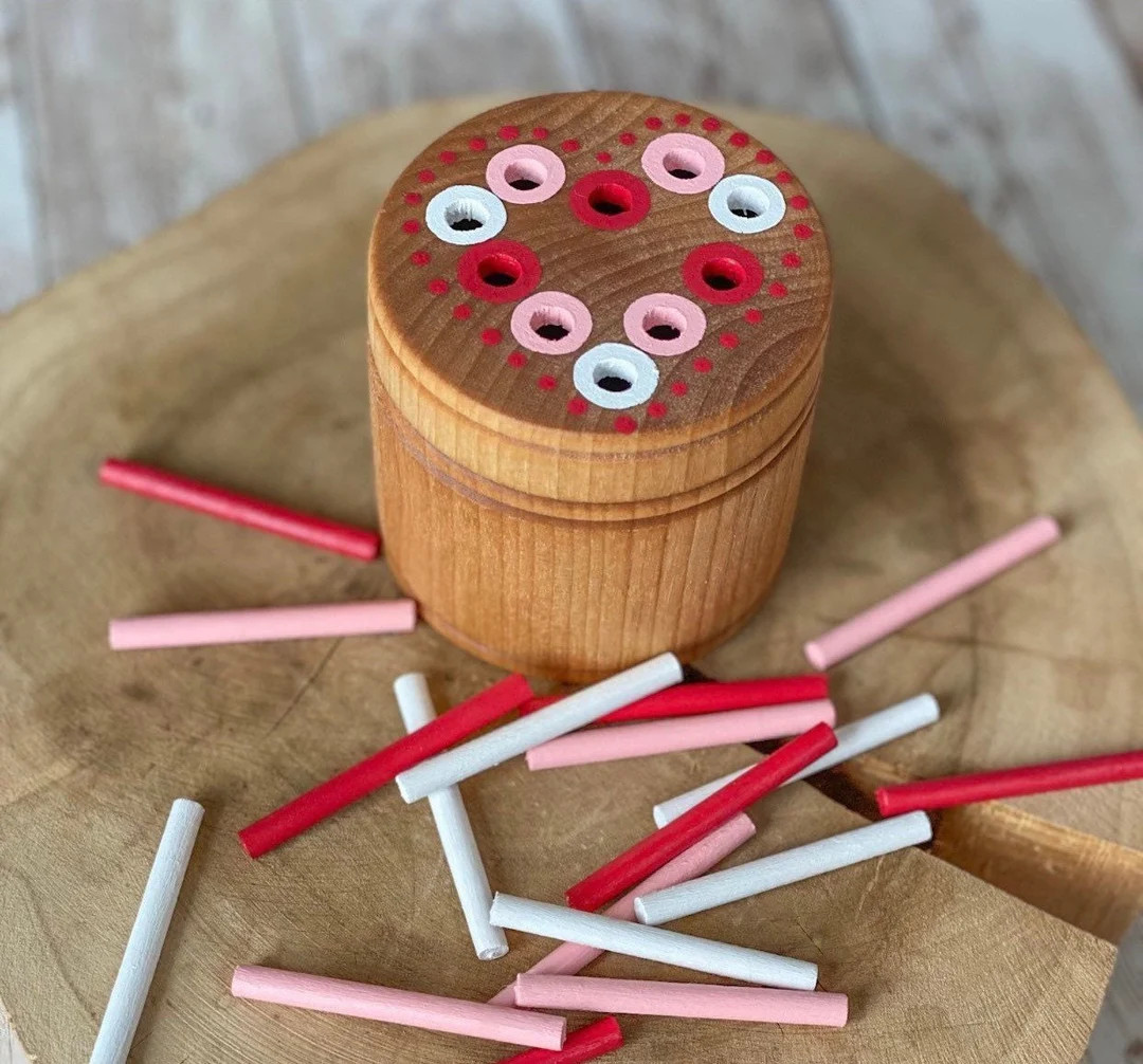 Wooden Pick Up Stick Color Sorting Valentines Day Heart Toy / Montessori Waldorf Learning Gift / ... | Etsy (US)