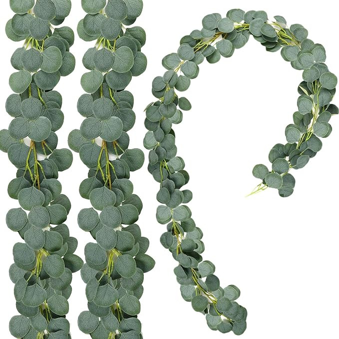 Teldrassil 3-Pack Artificial Eucalyptus Garland Fake Vine Plant with Leaves Faux Silver Dollar Gr... | Amazon (US)