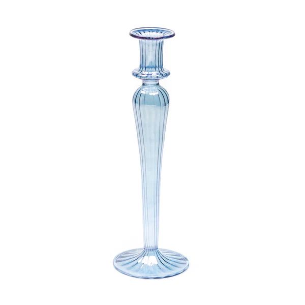 Oxford Glass Candlestick, Blue | The Avenue