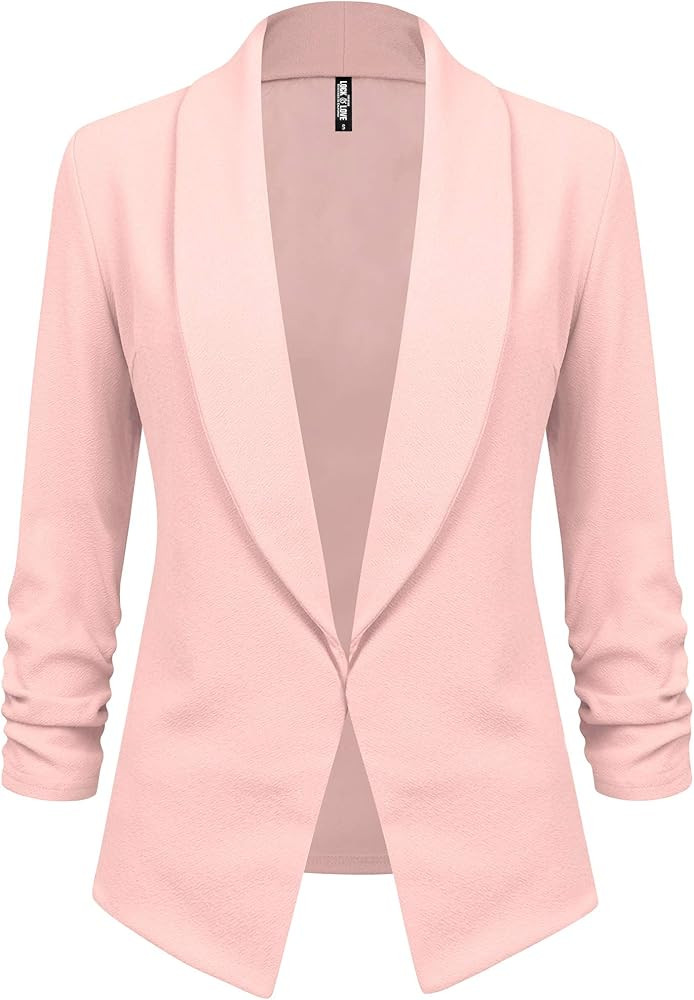Lock and Love Women 3/4 Sleeve Blazer Open Front Cardigan Jacket Work Office Blazer | Amazon (US)