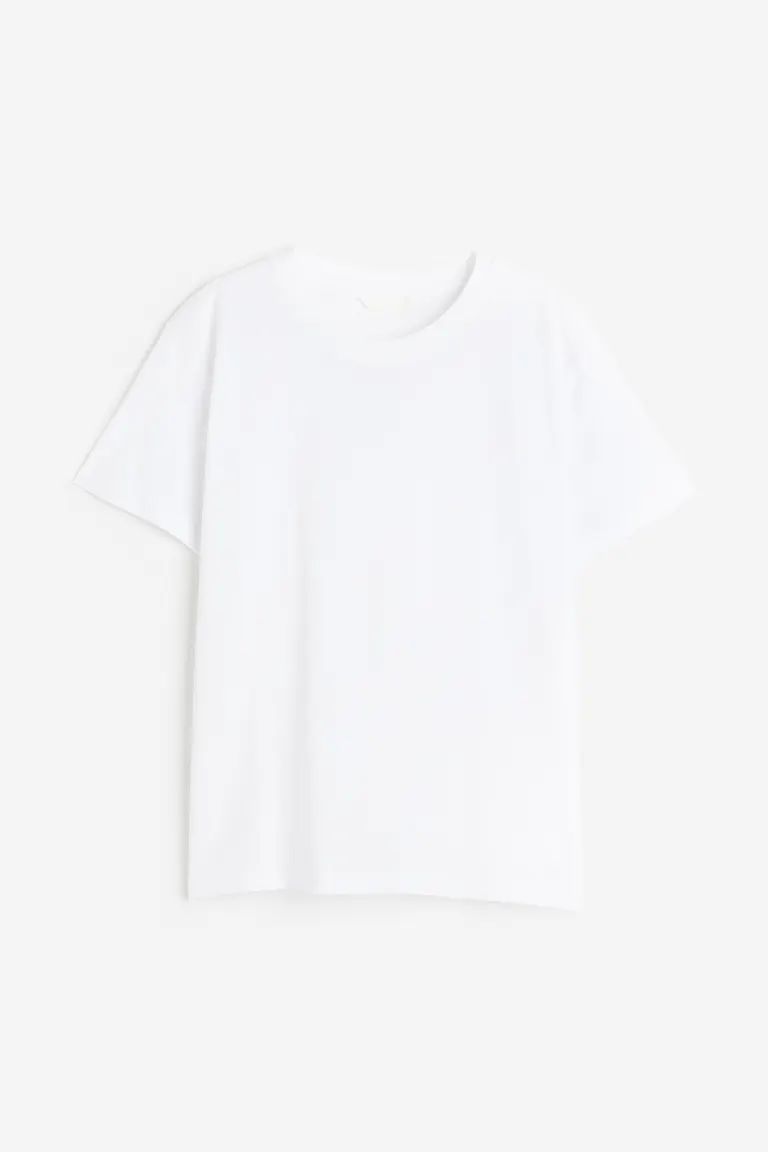 Cotton T-shirt - Round neck - Short sleeve - White - Ladies | H&M GB | H&M (UK, MY, IN, SG, PH, TW, HK)