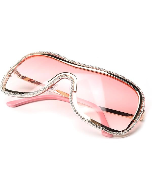 bullabulling Trendy Rhinestone Square Sunglasses - Square Shaped Diamond bling Sunglasses UV400 P... | Amazon (US)