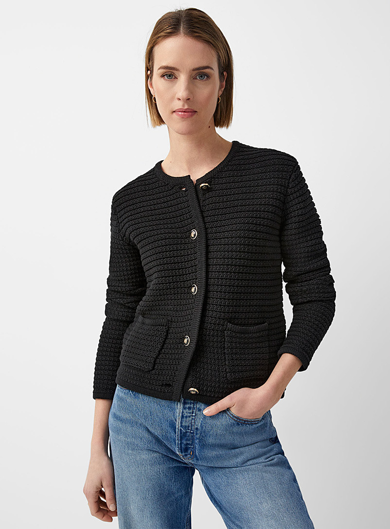 Crest buttons textured cardigan | Simons