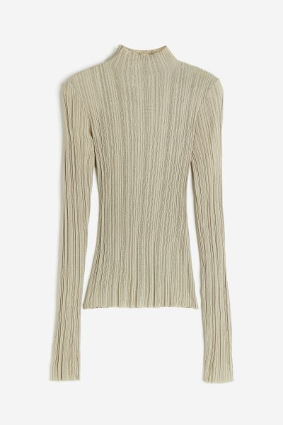 Sheer Rib-knit Mock Turtleneck Top | H&M (US + CA)