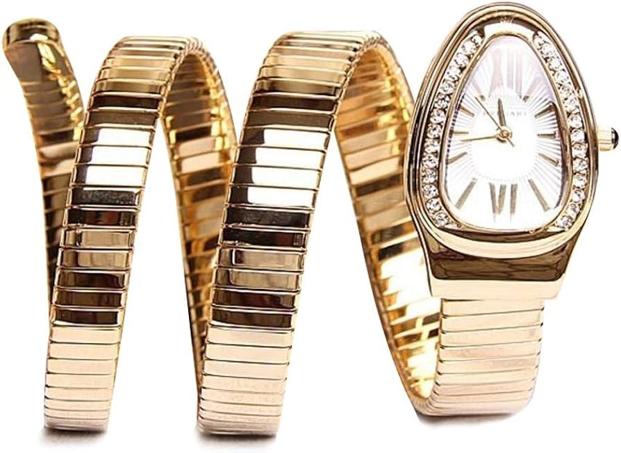 Snake Watch Wrist Watch with Rhinestones, Analog Watch Stainless Steel Watch Triangle Dial, Creat... | Amazon (CA)