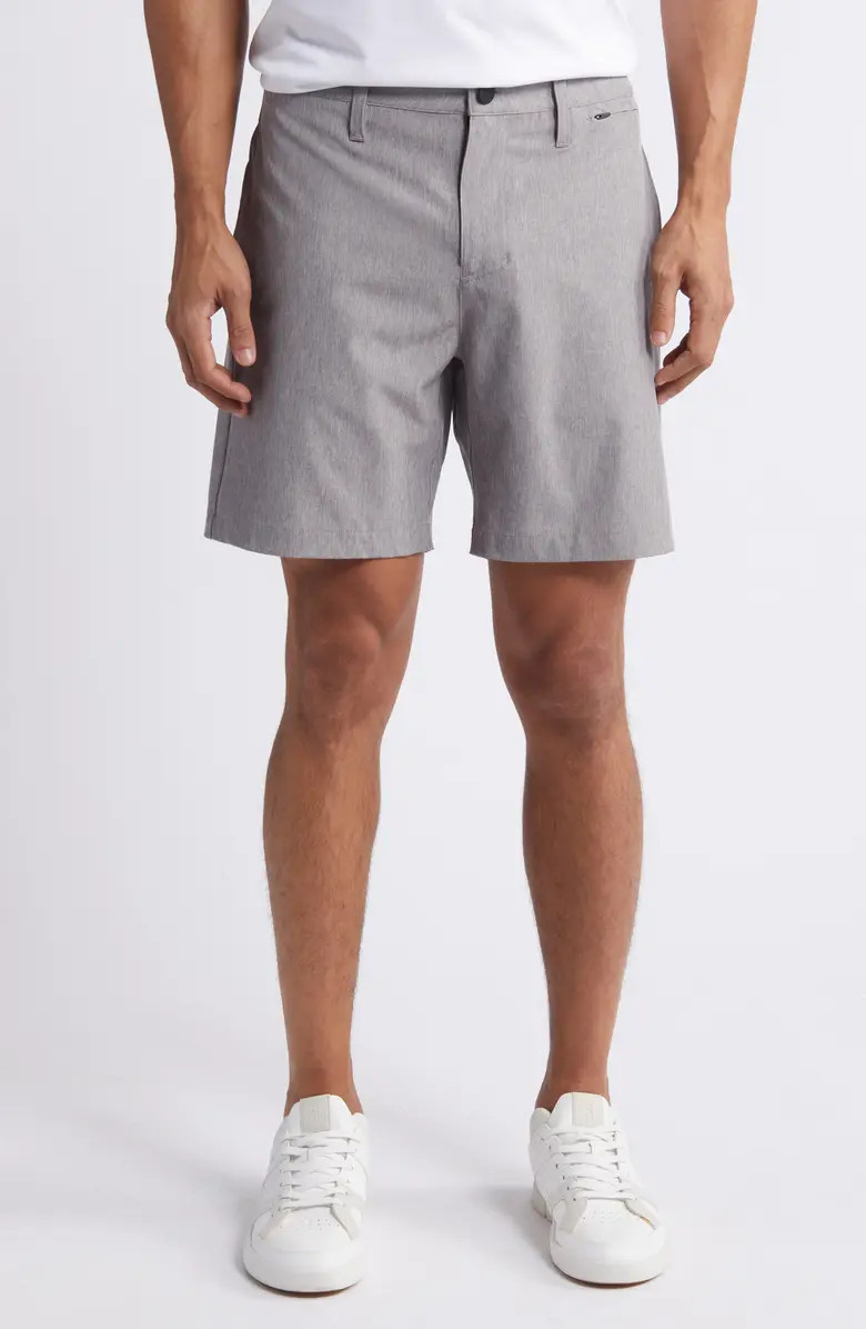 Zella 7-Inch Flat Front Stretch Chambray Shorts | Nordstrom | Nordstrom
