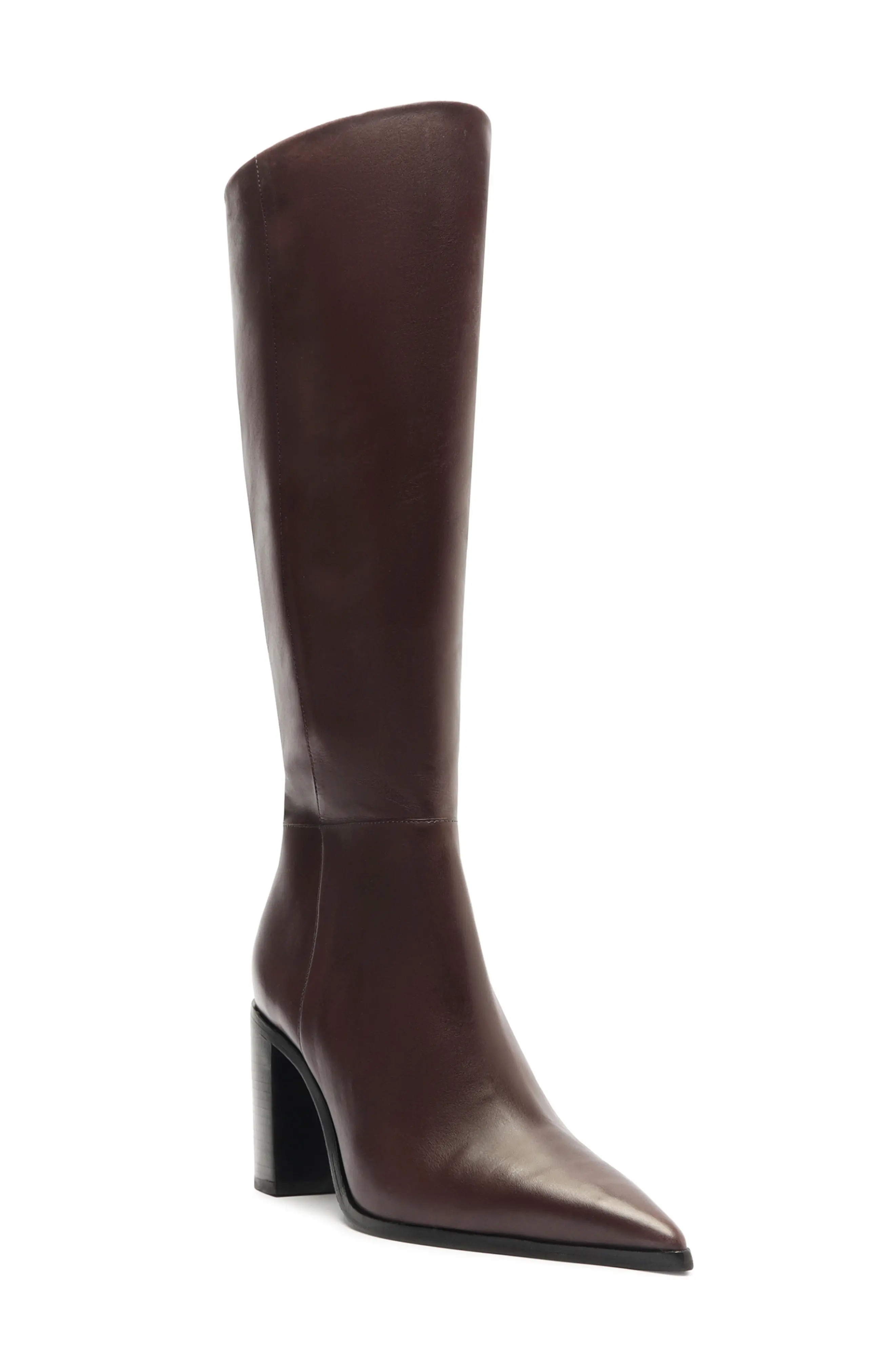 Schutz Mikki Up Block Pointed Toe Knee High Boot (Women) | Nordstrom | Nordstrom